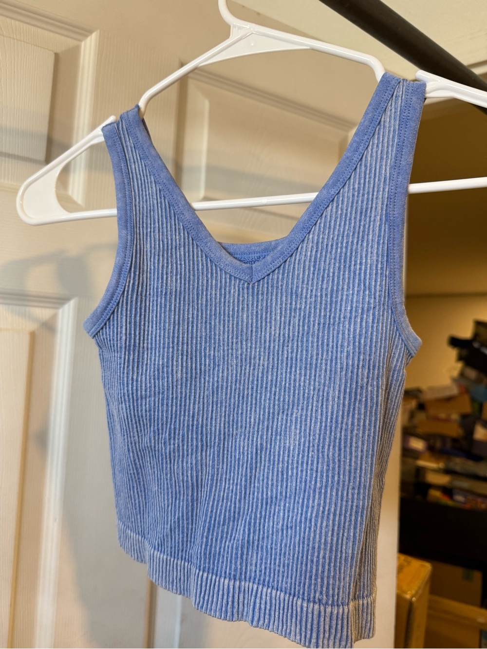 art class Blue Ribbed V-Neck Tank Top